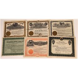 Six Different Nevada Mining Stock Certificates  (109250)