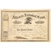 Image 1 : Atlanta National Bank Stock Certificate  (125916)