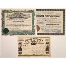 Bank of Kentucky Stock Certificate Plus Other Bank Certificates  (126084)