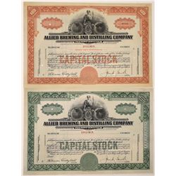 Allied Brewing & Distilling Company Specimen Stock Certificates  (126214)