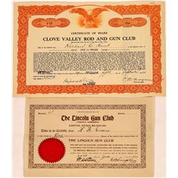 Gun Clubs Stock Certificate Pair  (126341)