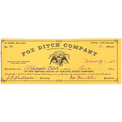 Fox Ditch Company Stock Certificate  (109307)