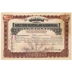 Trow Directory Printing & Bookbinding Co. Stock Certificate  (126281)