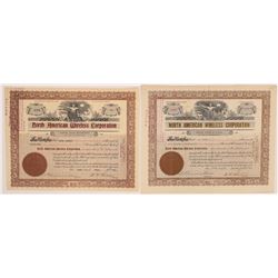 North American Wireless Corporation Stock Certificate Pair  (126411)