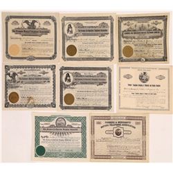 "Farmers" Related Telephone & Telegraph Company Stock Certificates  (126385)