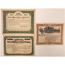 Continental Wireless Telephone & Telegraph Co. Stock Certificate Trio  (126406)