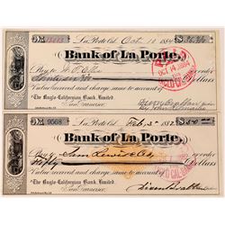 Bank of La Porte Check Pair  (123718)