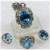 Image 1 : Blue Topaz and Silver Filigree Set  (126693)