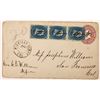 Image 1 : Michigan Bluff, Placer County, California Cover with vertical strip of  three stamps  (123796)