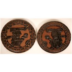 Two Vintage Wood Carved Tiki Gods  (119007)