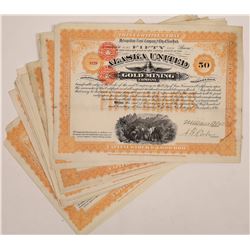 Alaska United Gold Mining Company Stock Certificates (20)  (126014)