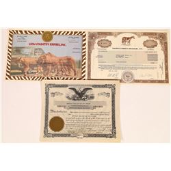 Three Animal-Related Stock Certificates  (126037)