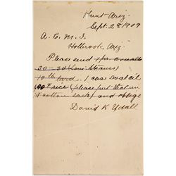 David K Udall Signed letter  (59730)