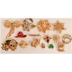 Gold-Toned Pins/Broaches  (121213)