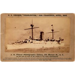 U.S. Cruiser "Charleston" Cabinet Photo, Peters, San Francisco, 1890  (111601)