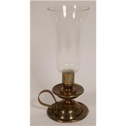 Brass Candle Holder with Glass  (109350)