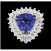 Image 2 : 5.79 ctw Tanzanite and Diamond Ring - 14KT White Gold