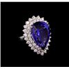 14KT White Gold GIA Certified 24.90 ctw Tanzanite and Diamond Ring