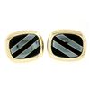 Image 1 : Vintage 14kt Yellow Gold Swivel Cuff Links w/ Hematite Inlaid in Black Onyx