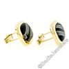 Image 4 : Vintage 14kt Yellow Gold Swivel Cuff Links w/ Hematite Inlaid in Black Onyx