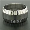 Vintage 14K Solid White Gold Textured & Grooved 10mm Wide Wedding Band Ring Sz 6