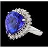 Image 1 : GIA Cert 13.48 ctw Tanzanite and Diamond Ring - 14KT White Gold