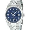 Rolex Mens Stainless Blue Diamond 36MM Oyster Perpetaul Datejust