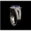 Image 4 : 1.50 ctw Tanzanite and Diamond Ring - 14KT White Gold