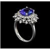 Image 4 : 4.01 ctw Tanzanite and Diamond Ring - Platinum