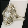 Image 9 : Art Deco 14k White Gold 0.85 ctw Diamond Large Open Work Cocktail Ring