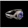 14KT White Gold 0.93 ctw Tanzanite and Diamond Ring