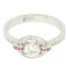 Image 5 : 14k Solid White Gold 0.85 ctw Round Pave Set Diamond & Pink Sapphire Halo Ring
