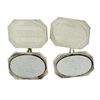 Image 1 : Antique Art Deco 14kt White Gold Etched Dual Panel Cuff Links