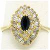 Image 1 : 14k Yellow Gold 1.00 ctw Marquise Sapphire Solitaire Ring w/ Double Diamond Halo