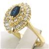 Image 2 : 14k Yellow Gold 1.00 ctw Marquise Sapphire Solitaire Ring w/ Double Diamond Halo