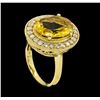 Image 4 : 4.22 ctw Citrine Quartz  and Diamond Ring - 14KT Yellow  Gold