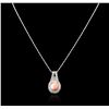 Image 2 : 14KT White Gold 4.90 ctw Coral and Diamond Pendant With Chain