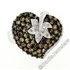 Image 1 : 10kt White Gold 3.10 ctw Brown and White Diamond Leaf Heart Cluster Ring
