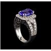 Image 4 : 4.25 ctw Tanzanite and Diamond Ring - 14KT White Gold