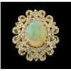 Image 2 : 2.85 ctw Opal and Diamond Ring - 14KT Yellow Gold