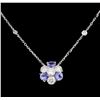 Image 1 : 14KT White Gold 1.44 ctw Tanzanite and Diamond Necklace