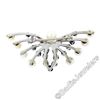 Image 5 : Estate 10kt White Gold 1.00 ctw Sapphire & Pearl Open Butterfly Brooch or Pendan