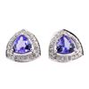 Image 1 : 1.79 ctw Tanzanite and Diamond Earrings - 14KT White Gold