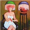 Image 2 : Cai, "Day Spa" Framed Original Acrylic Painting on Canvas, Hand Signed with Lett