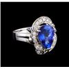 3.04 ctw Tanzanite and Diamond Ring - 14KT White Gold