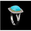 Image 4 : 14KT White Gold 4.02 ctw Turquoise and Diamond Ring