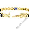Image 7 : 14kt Yellow Gold 6.00 ctw Oval Iolite Puffed X & O Link Tennis Bracelet