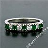 Image 2 : 18kt White Gold 1.36 ctw Alternating Round Diamond & Emerald Wedding Band Ring