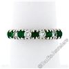 Image 4 : 18kt White Gold 1.36 ctw Alternating Round Diamond & Emerald Wedding Band Ring