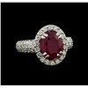 Image 1 : GIA Cert 3.24 ctw Ruby and Diamond Ring - 14KT White Gold